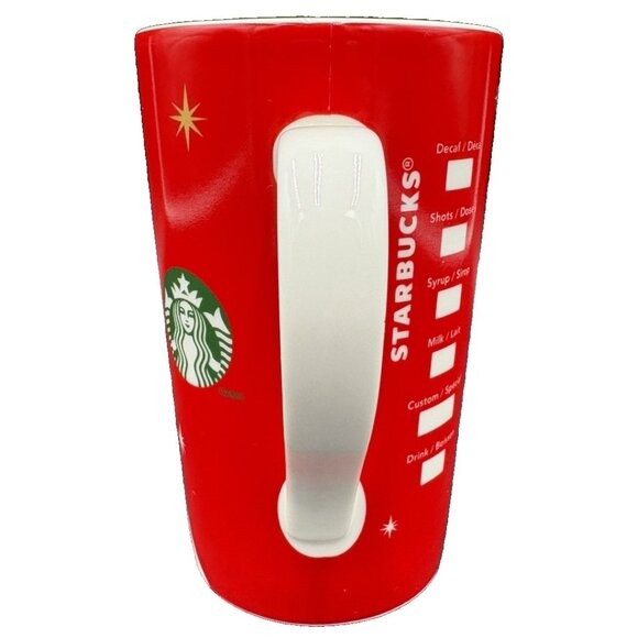 Starbucks 2012 Christmas Coffee Cup Mug Red Winking Holiday Snowman Tall 16oz - Picture 2 of 9